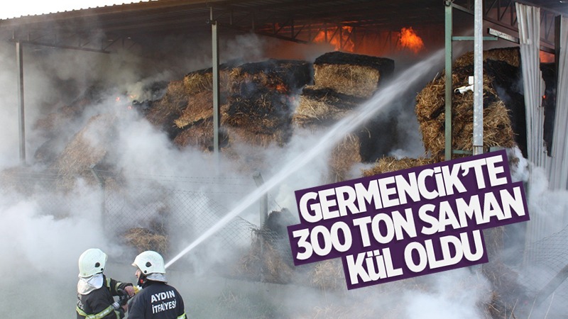 Germencik'te 300 ton saman kül oldu