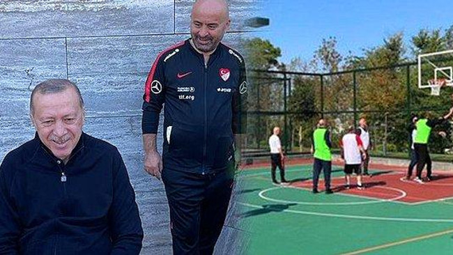 Cumhurbaşkanı Sahaya İndi: Cumhurbaşkanlığı Külliyesi’nde Erdoğan Bakanlarla Basketbol Maçı Yaptı