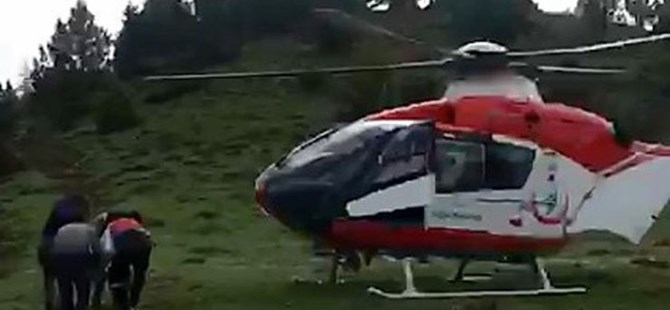 Mantardan zehirlenen gencin yardımına ambulans helikopter yetişti